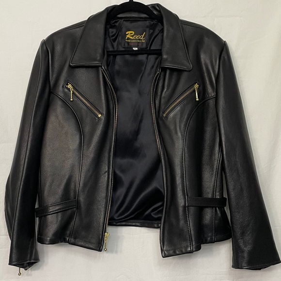 Women's Classic Black Leather Jacket - Picture 1 of 9